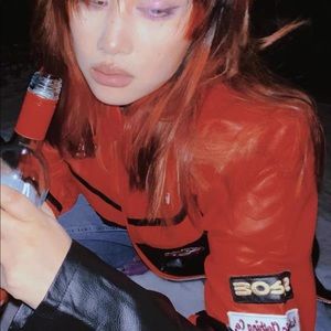 COPY - Fire red pleather race car jacket